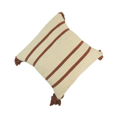 Handwoven Cotton Striped Cushion Cover with Tassels – 45x45 cm | Boho Decorative Pillow Cover