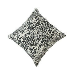 Black & Ivory Abstract Jacquard Cotton Cushion Cover | 45x45 cm Modern Textured Throw Pillow