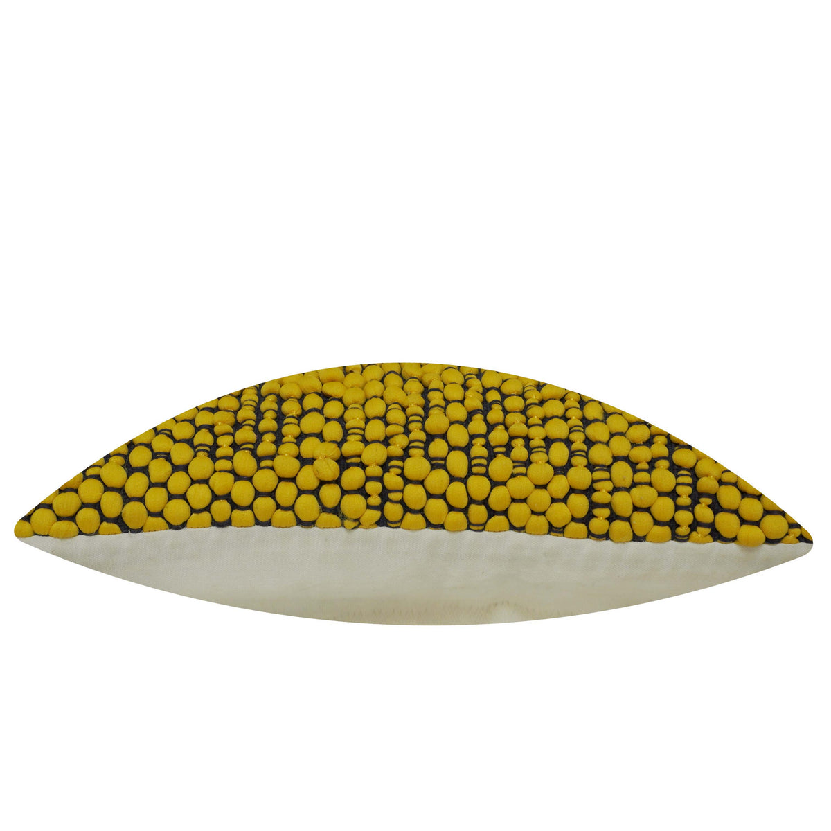 Handwoven Polyester Textured Cushion Cover 40 x 60 cm | Mustard Yellow Decorative Lumbar Pillow Cover | Artisan Woven Accent Cushion with Hidden Zipper