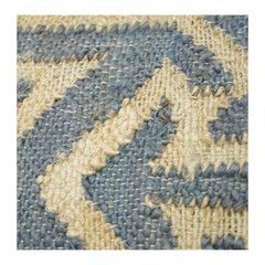 Handgewebter Jute-Kissenbezug mit geometrischem Stammesmuster | Rustikal Blau & Natur | 45x45 cm