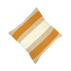 Handwoven Mustard Stripe Cotton Cushion Cover | 45x45 cm Decorative Throw Pillow Cover