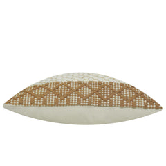 Cream textured handwoven cotton cushion cover with natural beige border 45x45 cm