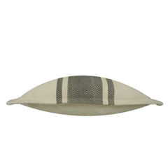 Handwoven Cotton Cushion Cover 45x45 cm – Ivory & Charcoal Geometric Stripe Design