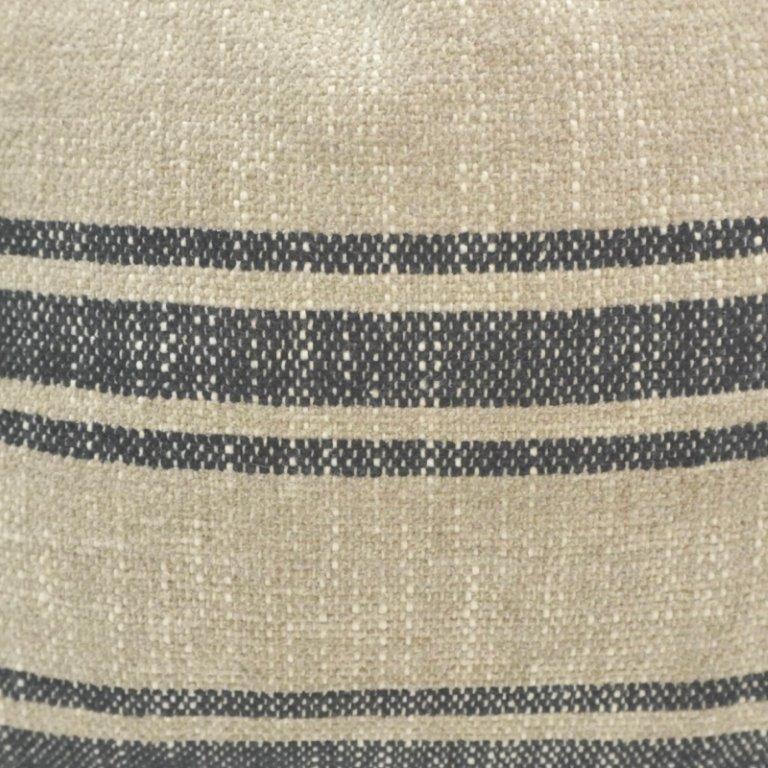 Handmade Beige & Charcoal Striped Cushion Cover 45x45 cm | Woven Cotton-Linen Accent Pillow Cover - Bulk manufacturer & supplier from Panipat, India