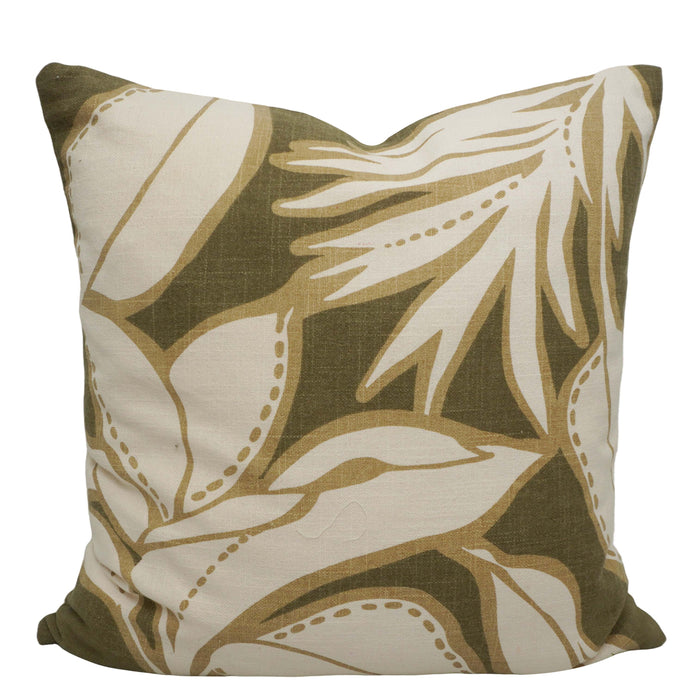 Abstract Botanical Printed Cotton Cushion Cover 45x45 cm | Modern Leaf Design | Decorative Sofa Cushion Cover | Concealed Zip