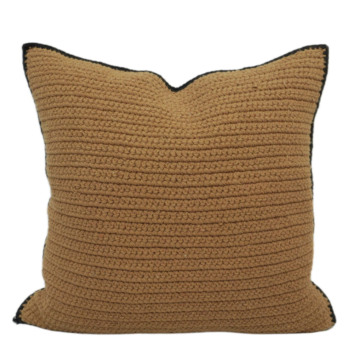 Camel Brown Textured Handwoven Cotton Cushion Cover 45x45 cm