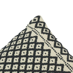 Handmade Black & Ivory Diamond Pattern Cotton Cushion Cover | Woven Boho Throw Pillow Cover 45x45 cm