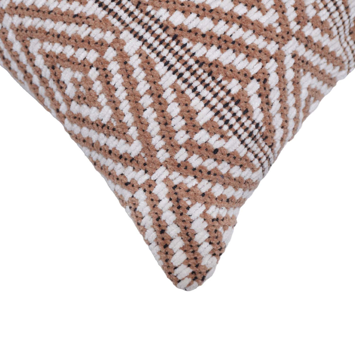 Handwoven Geometric Cotton Cushion Cover 45x45 cm | Boho Tribal Pattern Decorative Throw Pillow Cover | Brown & Ivory - Bulk manufacturer & supplier from Panipat, India