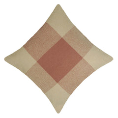 Handwoven Cotton Cushion Cover 45x45 cm | Modern Checkered Woven Throw Pillow Cover | Soft Decorative Cushion Cover with Hidden Zip | Beige & Dusty Rose