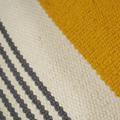 Handwoven Cotton Cushion Cover 45x45 cm – Mustard Yellow & Ivory Striped Decorative Cushion Cover | Modern Boho Woven Throw Pillow Cover with Concealed Zip