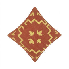 Handmade Kilim Cushion Cover 45x45 cm | Rust Red Geometric Woven Pillow Cover | Artisan Cotton Decorative Cushion