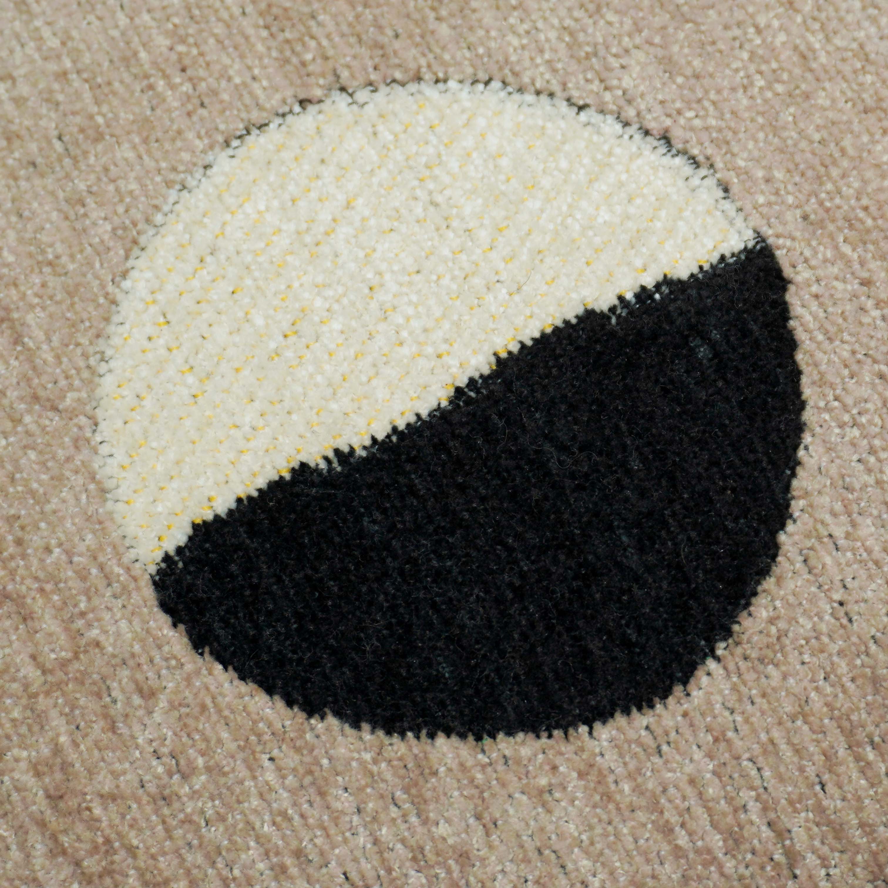 Handwoven Jacquard Cushion Cover 45x45 cm – Abstract Geometric Circle Design in Beige, Ivory & Black