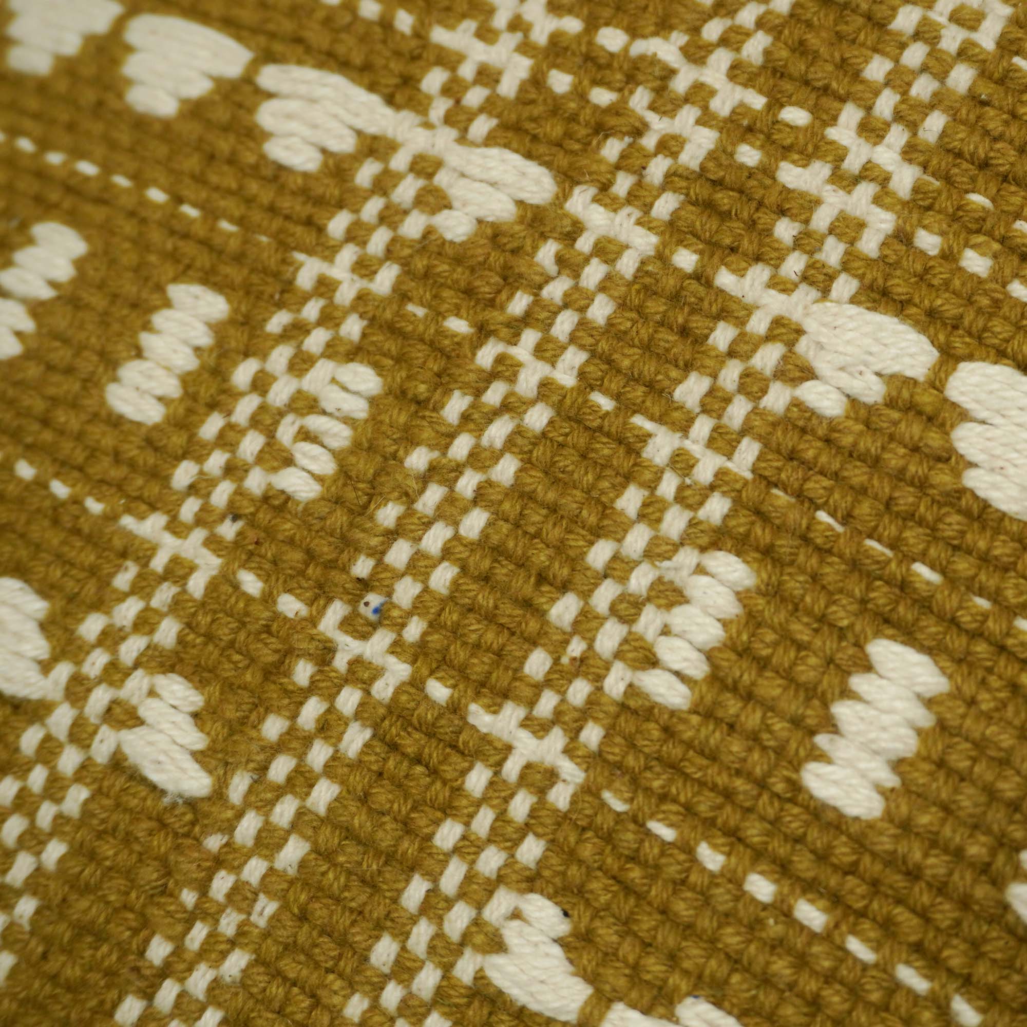 Handwoven Cotton Cushion Cover 45x45 cm | Mustard & Ivory Geometric Woven Throw Pillow Cover | Boho Decorative Cushion Cover with Hidden Zip