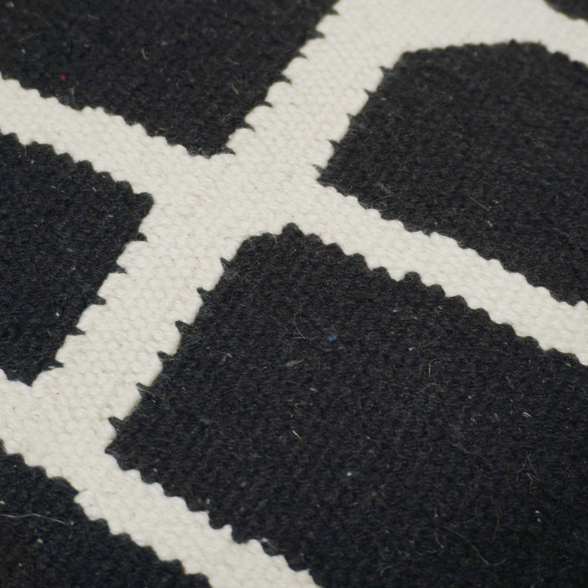 Handwoven Black & Ivory Geometric Cotton Cushion Cover – 45 x 45 cm