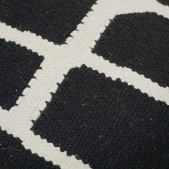 Handwoven Black & Ivory Geometric Cotton Cushion Cover – 45 x 45 cm
