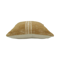 Handmade Cotton Chenille Cushion Cover 45x45 cm | Textured Mustard Beige Stripe Design | Artisan Woven Decorative Pillow Cover