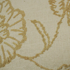 Machine Embroidered Floral Cotton Cushion Cover with Tassels | Decorative Lumbar Pillow Cover | Concealed Zipper | 35 x 50 cm | Ivory & Beige