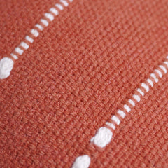 Handmade Rust Red Cotton Cushion Cover 45x45 cm | Woven Dotted Stripe Design | Decorative Throw Pillow Cover
