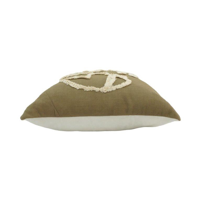 Tufted Abstract Cotton Cushion Cover – Olive Green Textured Pillow Cover 45x45 cm - Bulk manufacturer & supplier from Panipat, India