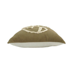 Tufted Abstract Cotton Cushion Cover – Olive Green Textured Pillow Cover 45x45 cm
