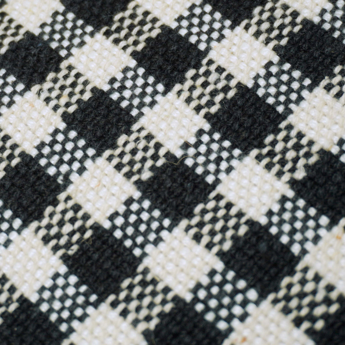 Handwoven Black & Cream Checkered Cotton Cushion Cover – 45 x 45 cm | Textured Woven Decorative Pillow Cover