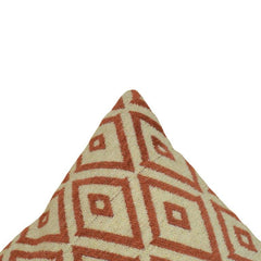Diamond Pattern Jacquard Cotton Cushion Cover – Rust & Beige Geometric Design | 45 x 45 cm