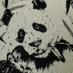 Panda Jacquard Cushion Cover 45x45 cm | Cotton Woven Decorative Throw Pillow Cover | Black & Natural Animal Design | Hidden Zip | Sofa, Bed & Living Room Décor