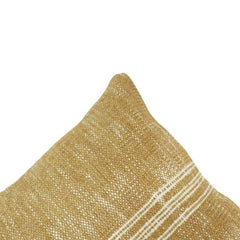 Handmade Mustard Cotton Cushion Cover with Woven Stripe Design | 45x45 cm Decorative Pillow Cover