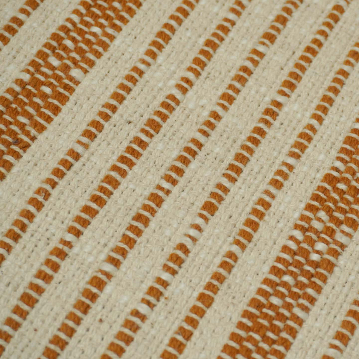 Handwoven Cotton Cushion Cover 45x45 cm | Beige & Mustard Striped Woven Throw Pillow Cover | Boho Farmhouse Decorative Cushion Cover | Hidden Zip | 100% Cotton