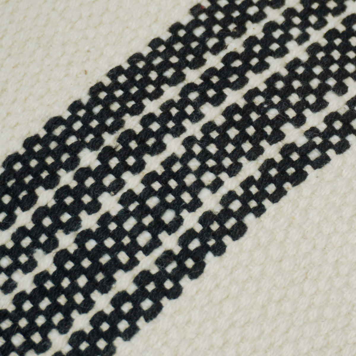 Black and white striped handwoven cushion cover 45x45 cm