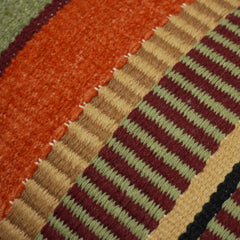Rustic multicolor striped handwoven cotton lumbar cushion cover 35x50 cm
