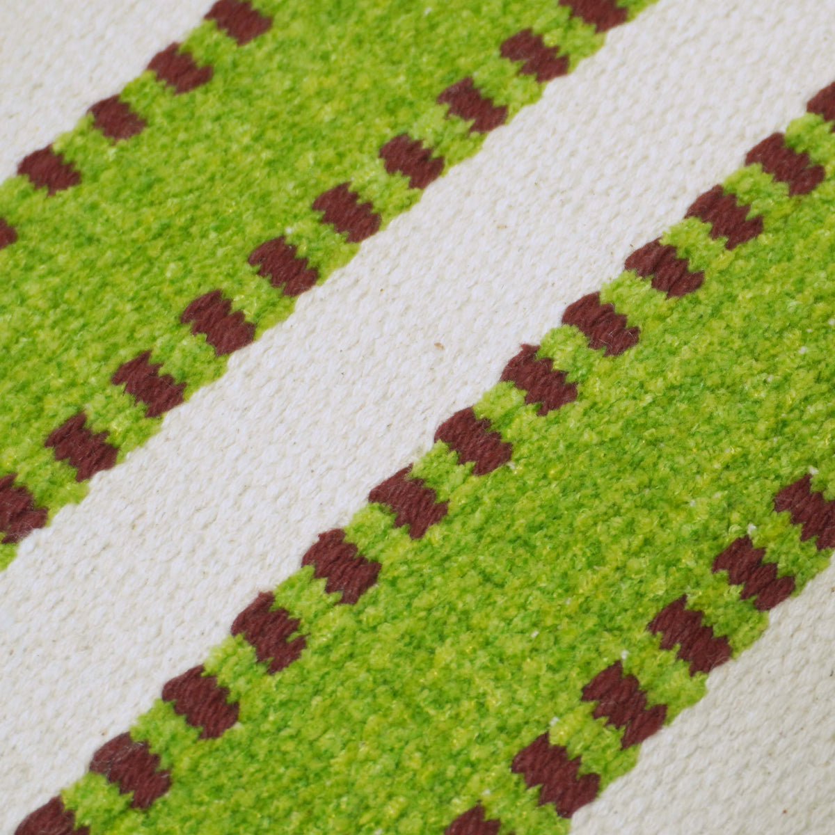Handwoven Green & Ivory Striped Cushion Cover – 45x45 cm