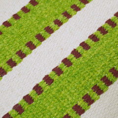 Handwoven Green & Ivory Striped Cushion Cover – 45x45 cm