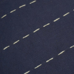 Handwoven Cotton Cushion Cover 45x45 cm | Navy Blue Decorative Throw Pillow Cover with White Running Stitch | Modern Farmhouse Sofa Cushion Cover | Hidden Zipper | 18x18 Inch