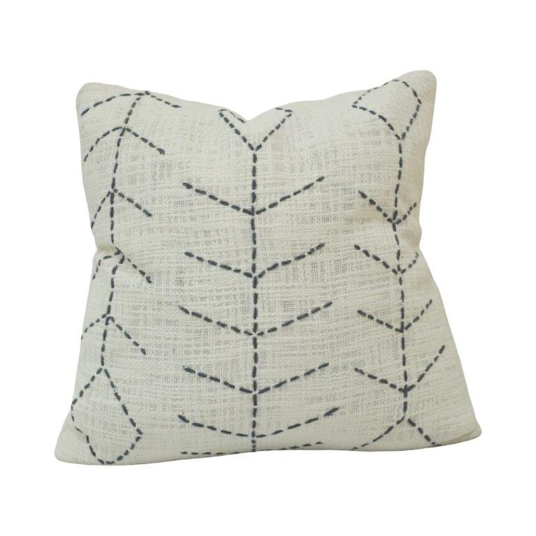 Hand Embroidered Geometric Cotton Cushion Cover | 45x45 cm | Modern Boho Decorative Pillow Cover - Bulk manufacturer & supplier from Panipat, India