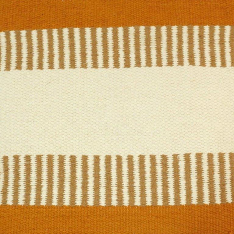 Handwoven Mustard Stripe Cotton Cushion Cover | 45x45 cm Decorative Throw Pillow Cover - Bulk manufacturer & supplier from Panipat, India