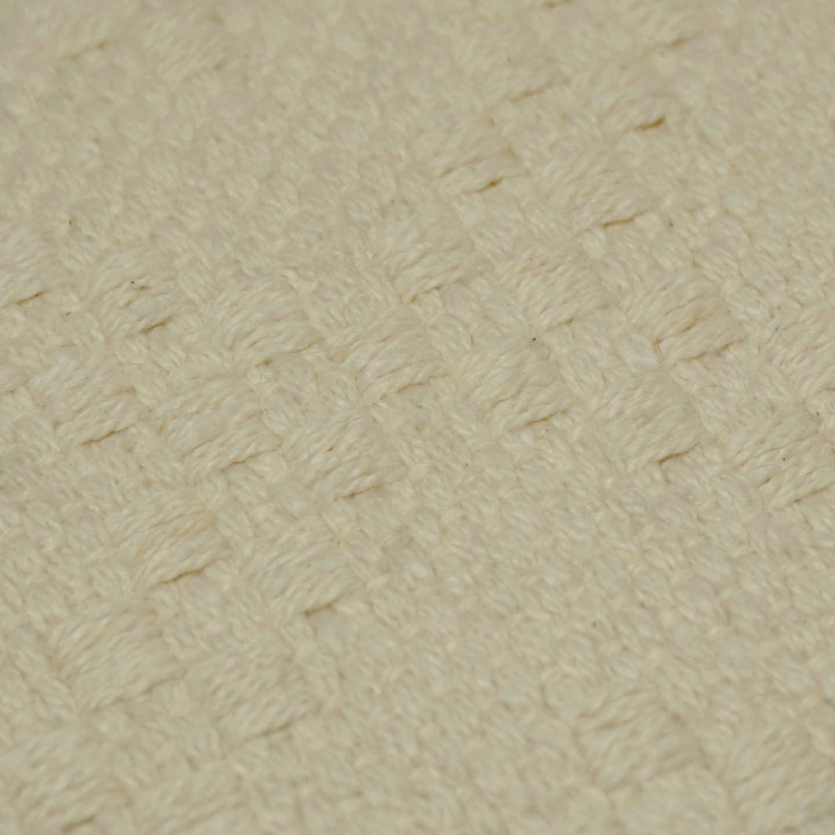 Handwoven Cotton Cushion Cover 45x45 cm – Textured Cream with Black Tassel Corners