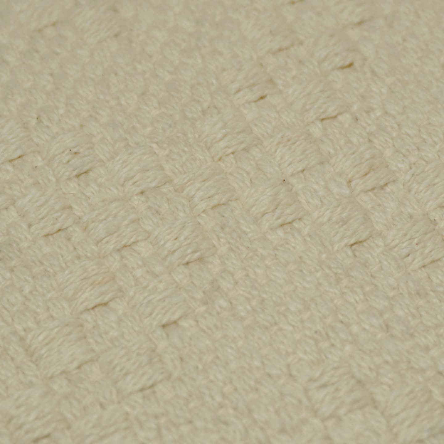 Handwoven Cotton Cushion Cover 45x45 cm – Textured Cream with Black Tassel Corners