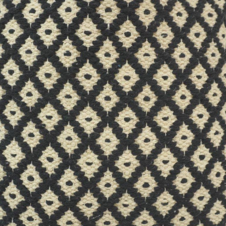 Handmade Black & Ivory Diamond Pattern Cotton Cushion Cover | Woven Boho Throw Pillow Cover 45x45 cm - Bulk manufacturer & supplier from Panipat, India