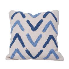Handmade Tufted Cotton Cushion Cover 45x45 cm – Blue Geometric Pattern Decorative Throw Pillow Cover with Hidden Zipper