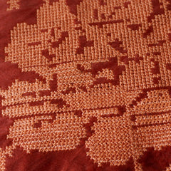 Rust Cotton Velvet Embroidered Cushion Cover 45x45 cm | Floral Embroidery Decorative Throw Pillow Cover | Hidden Zipper | Sofa & Bed Accent Cushion