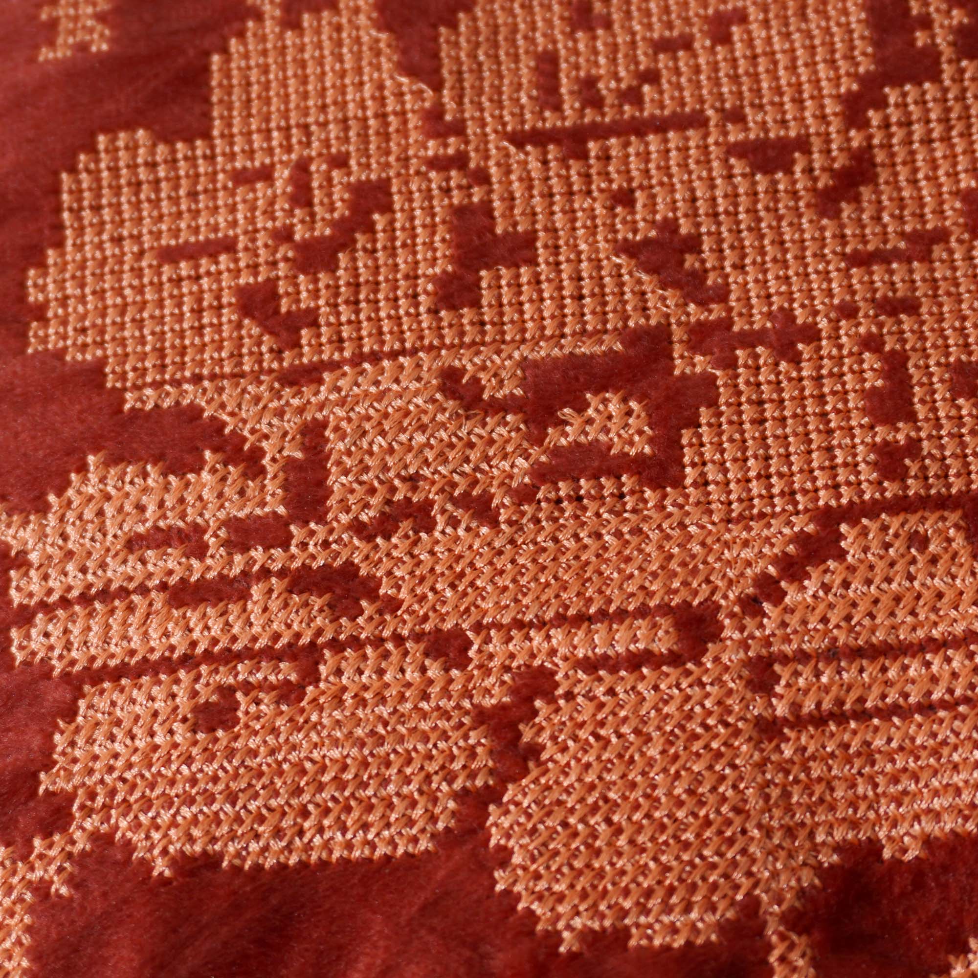 Rust Cotton Velvet Embroidered Cushion Cover 45x45 cm | Floral Embroidery Decorative Throw Pillow Cover | Hidden Zipper | Sofa & Bed Accent Cushion