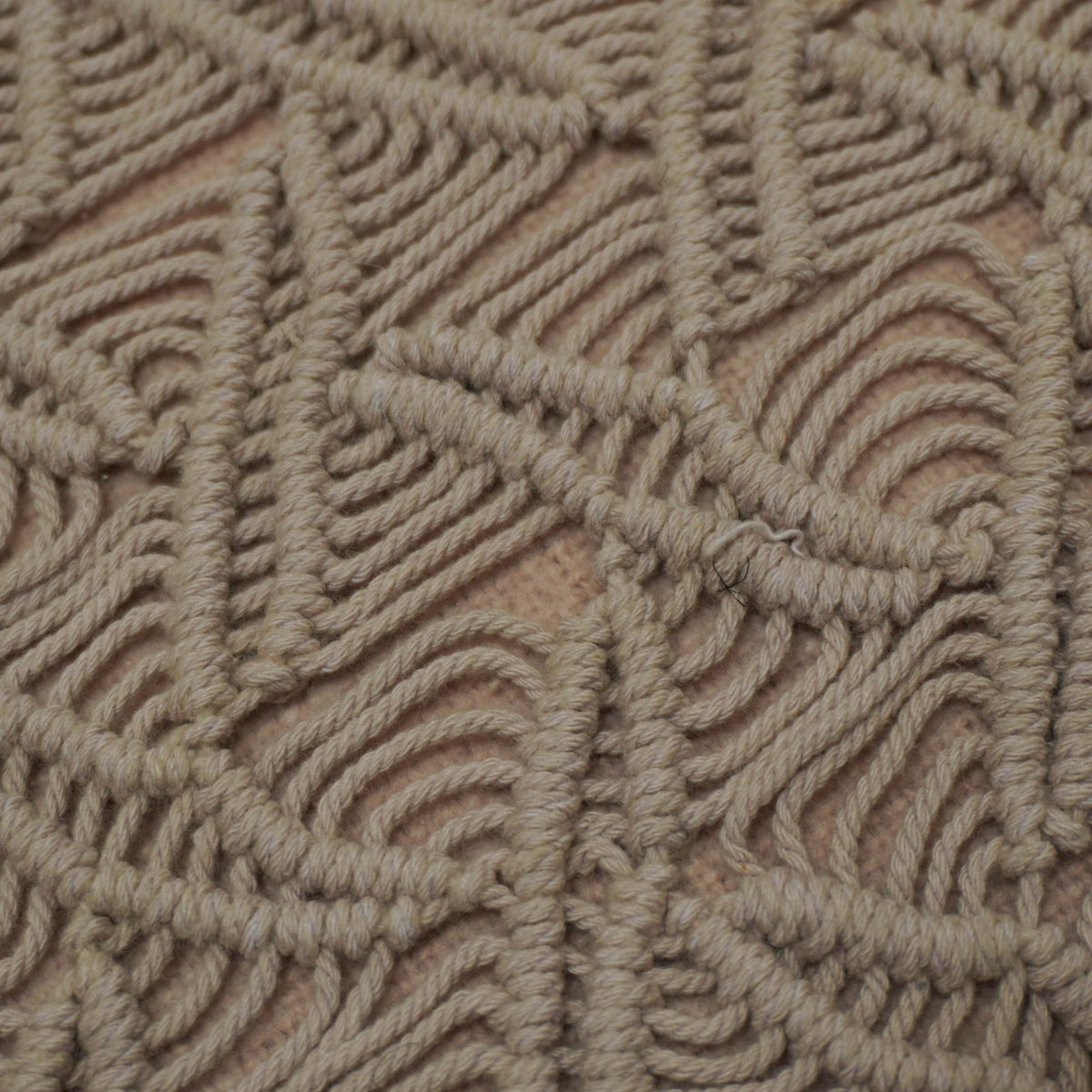 Cotton Macramé Textured Cushion Cover 45x45 cm | Handmade Boho Geometric Pattern | Beige