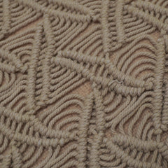 Cotton Macramé Textured Cushion Cover 45x45 cm | Handmade Boho Geometric Pattern | Beige