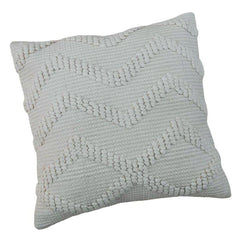 Handmade Tufted Cotton Cushion Cover 45x45 cm | Geometric Textured Boho Pillow Cover | Off White Decorative Cushion