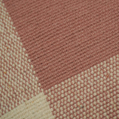 Handwoven Cotton Cushion Cover 45x45 cm | Modern Checkered Woven Throw Pillow Cover | Soft Decorative Cushion Cover with Hidden Zip | Beige & Dusty Rose