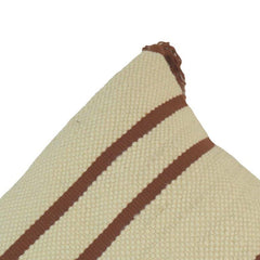 Handwoven Cotton Striped Cushion Cover with Tassels – 45x45 cm | Boho Decorative Pillow Cover