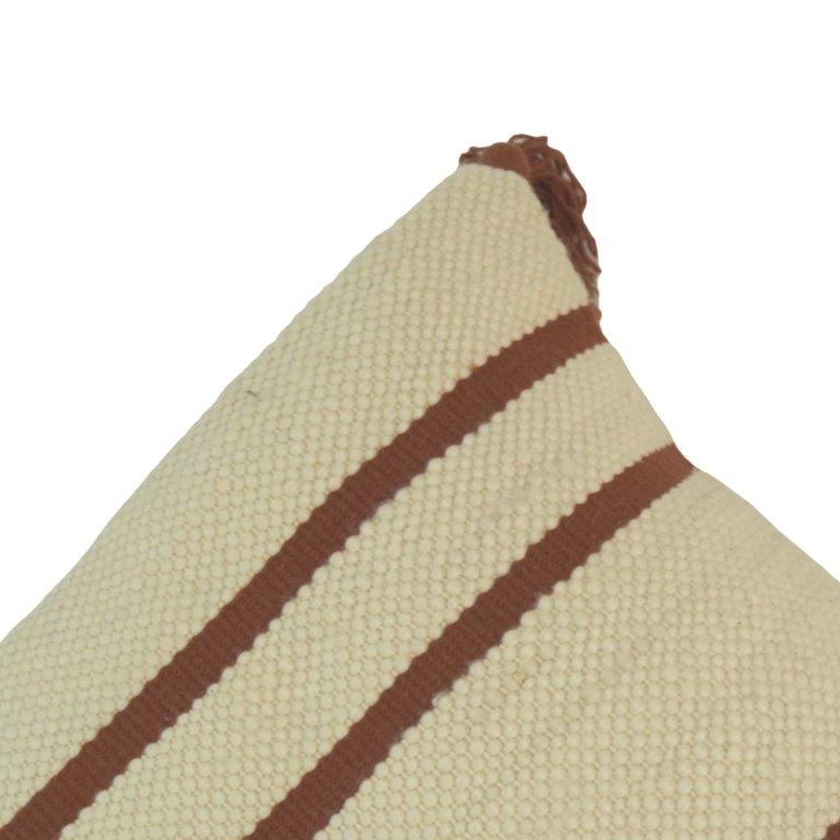 Handwoven Cotton Striped Cushion Cover with Tassels – 45x45 cm | Boho Decorative Pillow Cover