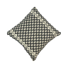 Handmade Black & Ivory Diamond Pattern Cotton Cushion Cover | Woven Boho Throw Pillow Cover 45x45 cm