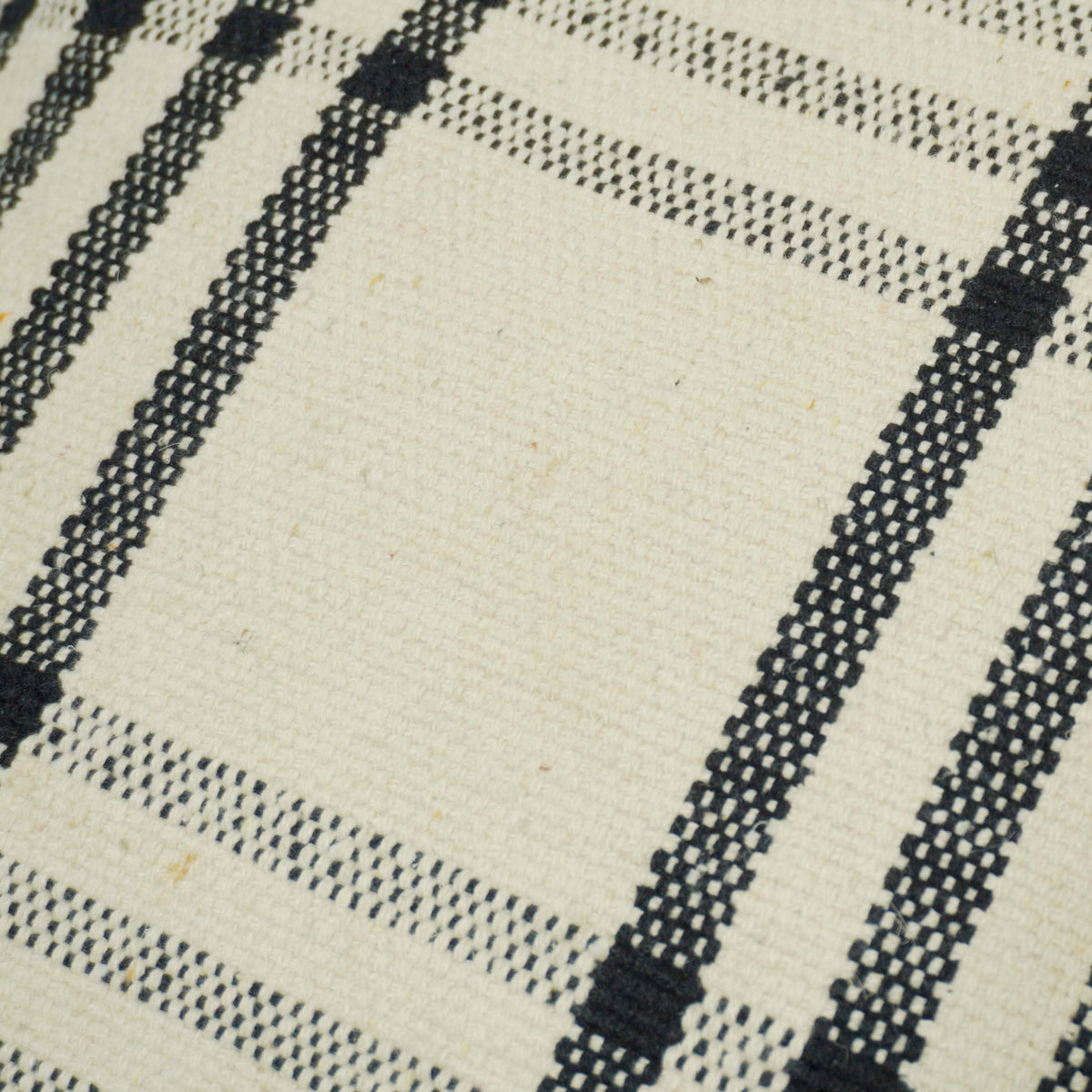 Black and cream striped handwoven cotton cushion cover 45x45 cm
